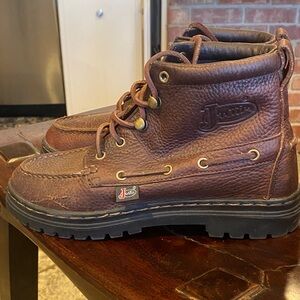 Justin Ankle Boots Womens Size 5 Brown Leather Booties Hiking Lace Up L0991